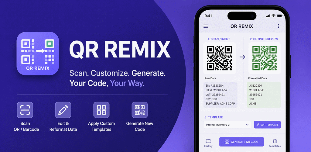QR Remix Google Play feature graphic.