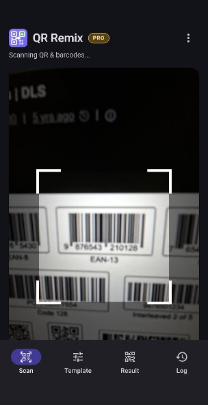 QR Remix scanning a barcode label.