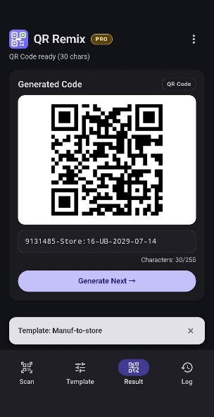 The next QR Remix output generated from an advancing serial field.